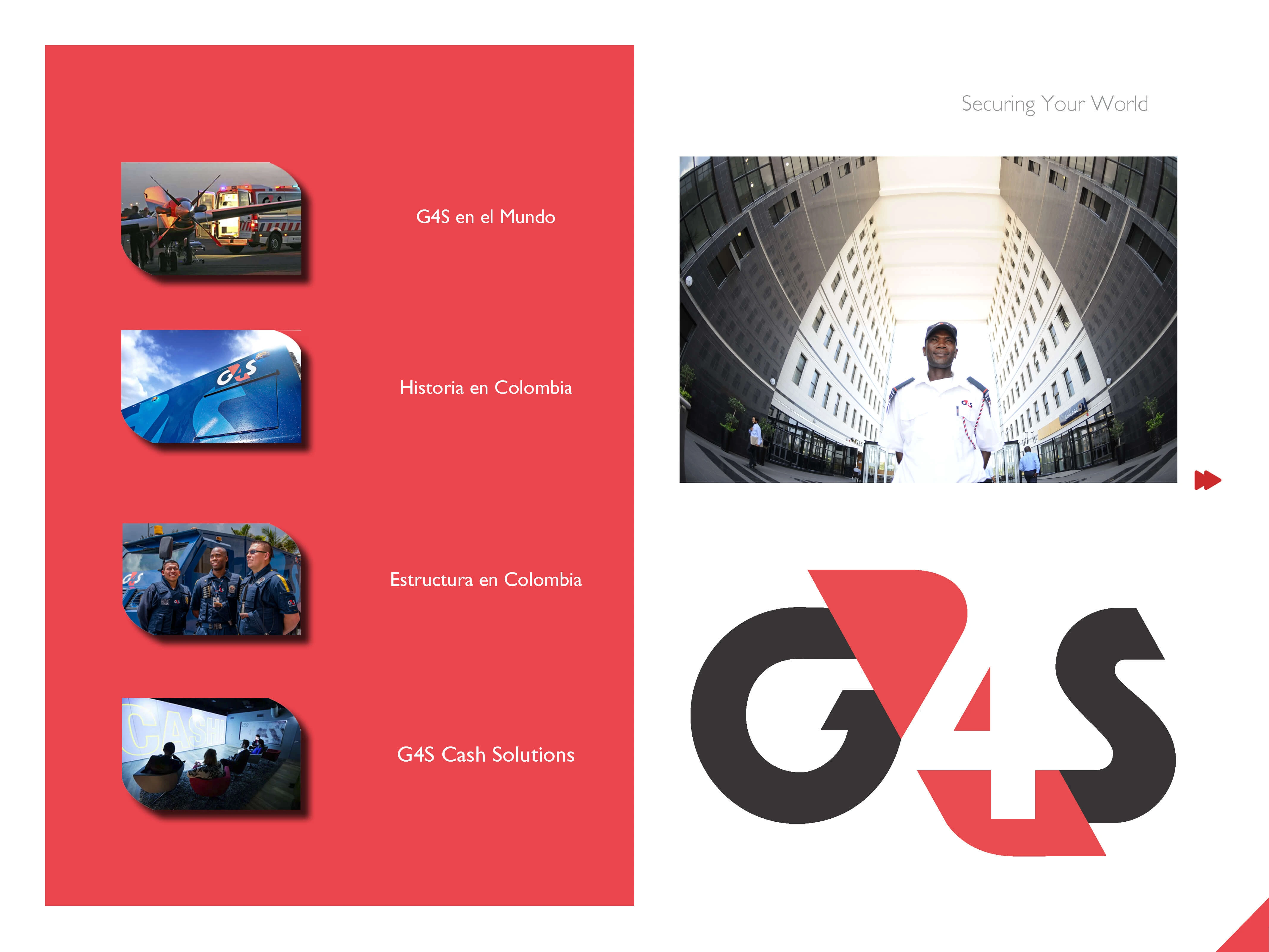 First screen of the G4S interactive design project